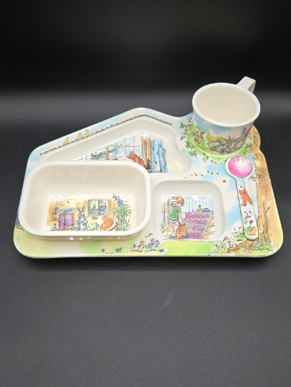 Vintage Kibouki Winnie the Pooh & Friends child's Four-piece melamine Dish Set